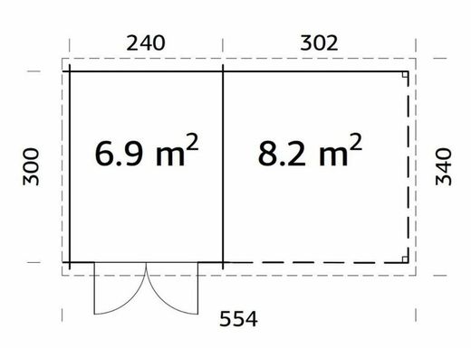Cabaña de madera Palmako ella 6.9 + 8.2 m2 550 x 320 cm frb28-5330 101595