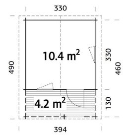 Cabaña de madera Palmako emma 10.4 + 4.2 m2 380 x 320 cm fr34-3548 101885