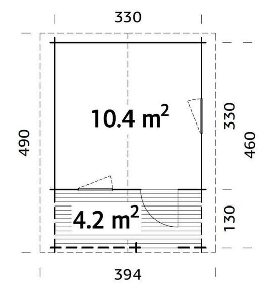 Cabaña de madera Palmako emma 10.4 + 4.2 m2 380 x 320 cm fr34-3548 101885