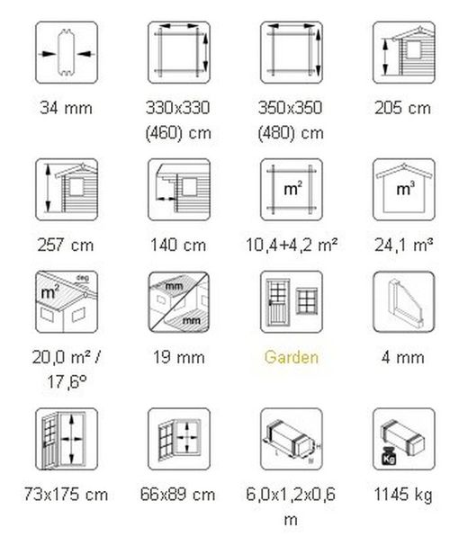 Cabaña de madera Palmako emma 10.4 + 4.2 m2 380 x 320 cm fr34-3548 101885