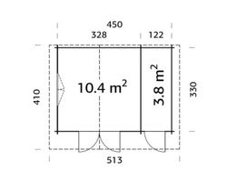 Cabaña de madera Palmako emma 14.2 m2 470 x 350 cm suelo incluido fr34-4735 102339