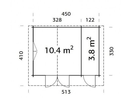 Cabaña de madera Palmako emma 14.2 m2 470 x 350 cm suelo incluido fr34-4735 102339