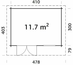 Cabaña de madera Palmako heidi 11.7 m2 430 x 320 cm pm44-434 106355 con suelo