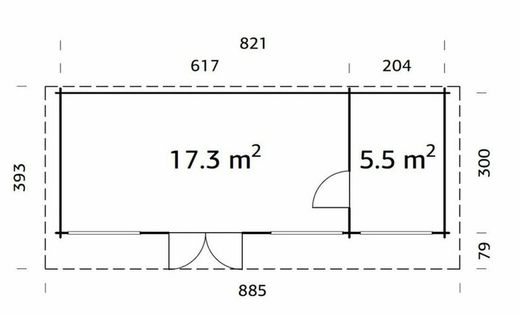 Cabaña de madera Palmako heidi 22.8 m2 840 x 320 cm pm70-8239  106381