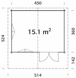Cabaña de madera Palmako helena 15.1 m2 470 x 380 cm fr70-4738 1023318