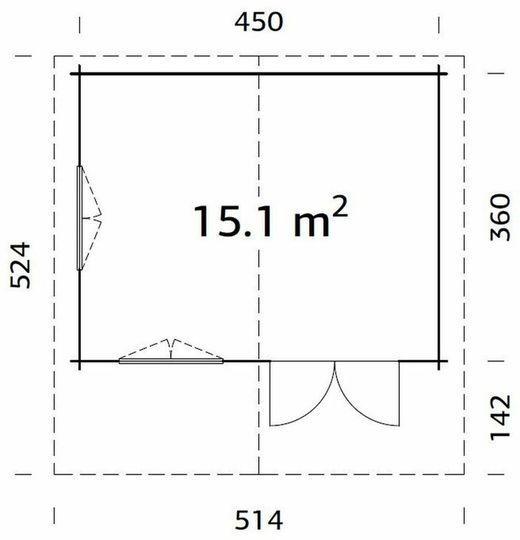 Cabaña de madera Palmako helena 15.1 m2 470 x 380 cm fr70-4738 1023318