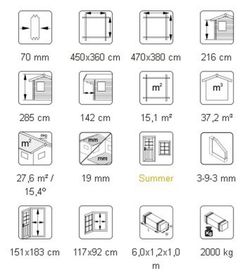 Cabaña de madera Palmako helena 15.1 m2 470 x 380 cm fr70-4738 1023318