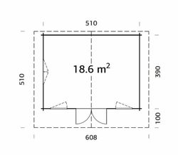 Cabaña de madera Palmako helena 18.6 m2 530 x 410 cm fr70-5341 102511