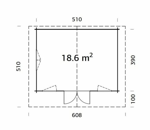 Cabaña de madera Palmako helena 18.6 m2 530 x 410 cm fr70-5341 102511