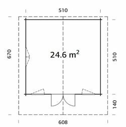Cabaña de madera Palmako helena 24.6 m2  530 x 530 cm  fr70-5353 102515
