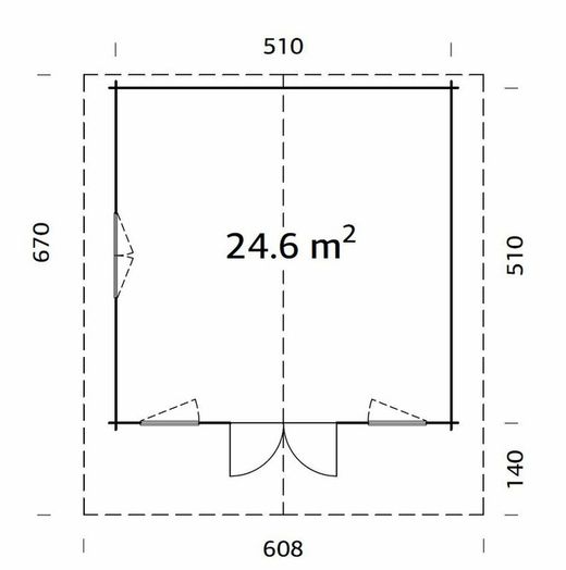 Cabaña de madera Palmako helena 24.6 m2  530 x 530 cm  fr70-5353 102515