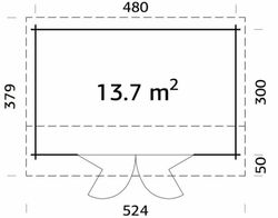 Cabaña de madera Palmako ines 13.7 m2 500 x 320 cm frb44-5032 101732