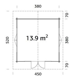 Cabaña de madera Palmako irene 13.9 m2 400 x 400 m2 frk34-4040 102331