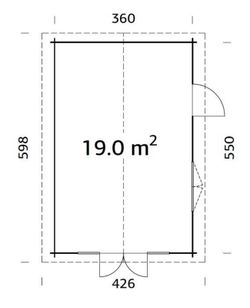 Cabaña de madera Palmako irene 19.0 m2 380 x 570 cm frk44-3857-1 102351