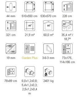 Cabaña de madera Palmako irene 21.9 + 5.2 m2 530 x 570 cm frt44-5357-2 102490