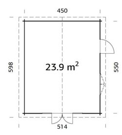 Cabaña de madera Palmako irene 23.9 m2 470 x 570 cm 102367 frk44-4757-1