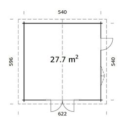 Cabaña de madera Palmako irene 27.7 m2 560 x 560 cm frk70-5656 102375