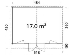 Cabaña de madera Palmako klara 17.0 m2 504 x 380 cm fr28-5038-2 102130