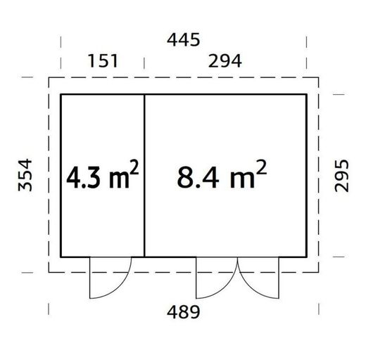 Cabaña de madera Palmako lara 12.7 m2 445 x 295 cm fr28-4529  101329 sin suelo
