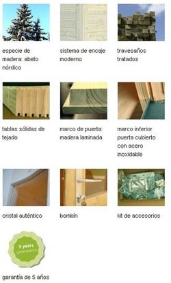 Cabaña de madera Palmako lara 6.0 + 5.9 m2 487 x 250 cm fr28-4925  101587 sin suelo