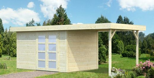 Cabaña de madera Palmako lara 8.4 + 5.9 m2 587 x 250 cm fr28-5925  101603 sin suelo