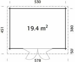Cabaña de madera Palmako lea 19.4 m2 550 x 400 cm fr44-5540 101736