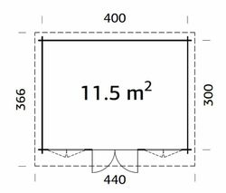 Cabaña de madera Palmako lisa 11.5 m2 420 x 320 cm fr34-4232 102281