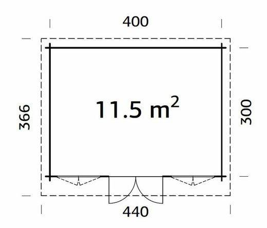 Cabaña de madera Palmako lisa 11.5 m2 420 x 320 cm fr34-4232 102281