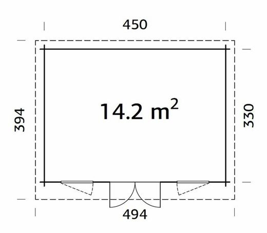 Cabaña de madera Palmako lisa 14.2 m2 470 x 350 cm suelo incluido fr44-4735-2 102197