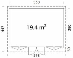 Cabaña de madera Palmako lisa 19.4 m2 550 x 400 cm frc44-5540 101749