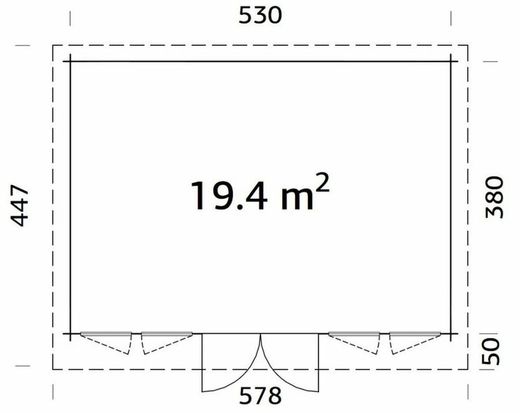 Cabaña de madera Palmako lisa 19.4 m2 550 x 400 cm frc44-5540 101749