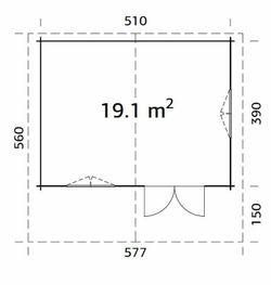 Cabaña de madera Palmako sally 19.1 m2 530 x 410 m2 fr44-5341 102312