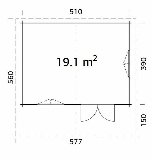 Cabaña de madera Palmako sally 19.1 m2 530 x 410 m2 fr44-5341 102312