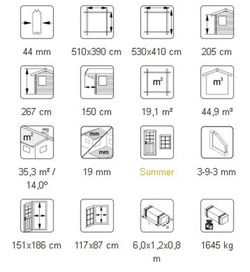 Cabaña de madera Palmako sally 19.1 m2 530 x 410 m2 fr44-5341 102312