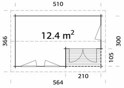 Cabaña de madera Palmako susanna 12.4 m2 530 x 320 cm frr44-5332-1 102465