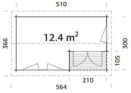Cabaña de madera Palmako susanna 12.4 m2 530 x 320 cm frr44-5332-1 102465