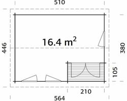 Cabaña de madera Palmako susanna 16.4 m2 530 x 400 cm frr44-5340 102469