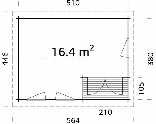 Cabaña de madera Palmako susanna 16.4 m2 530 x 400 cm frr44-5340 102469