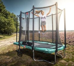 Cama elástica BERG ULTIM Favorit verde + Red Seguridad Safety Net Comfort 280 cm peso maximo persona 70 kg BE32.25.62.71