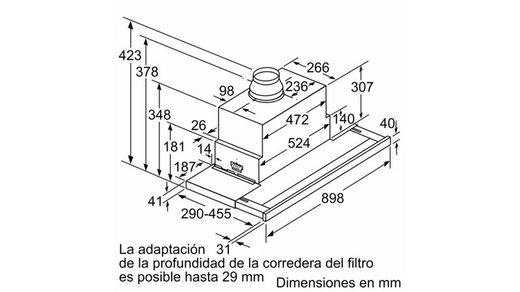 iQ700, Campana telescópica, 90 cm, Acero inoxidable LI99SA684