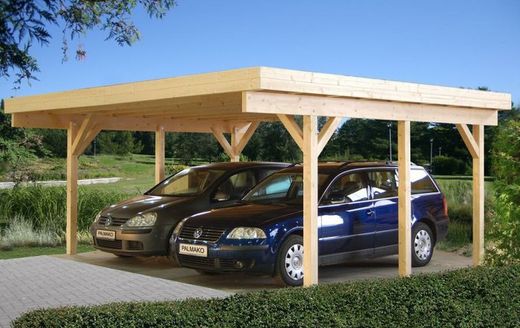 Garage abri en bois Palmako Karl 20,6 m2 600 x 512 cm + 12 x 12 poteaux en bois lamellé CP6051 101033