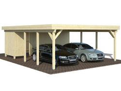 Abri de voiture Palmako Karl en bois 40,6 m2 600 x 762 cm + 12 x 12 poteaux en bois lamellé CP6076 101037