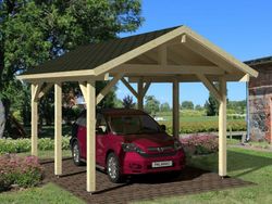 Carport garaje de madera Palmako robert 11.7 m2 315 x 372 cm + postes de 12 x 12 en madera laminada cp3237 101013
