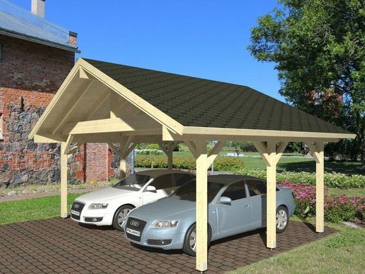 Carport garaje de madera Palmako robert 20.6 m2 555 x 372 cm + postes de 12 x 12 en madera laminada cp5637 101029