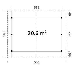 Carport garaje de madera Palmako robert 20.6 m2 555 x 372 cm + postes de 12 x 12 en madera laminada cp5637 101029