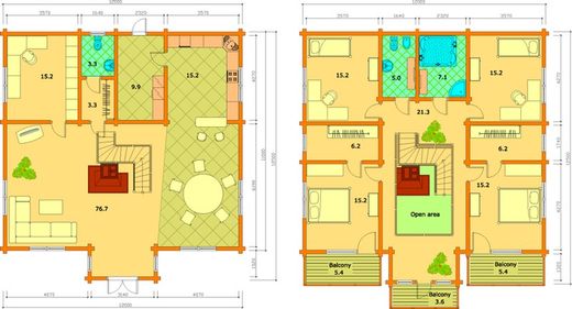 Maison en bois préfabriquée Catherine Palmako 244,6 m2 Bois lamellé 114 mm