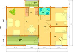 Maison en bois préfabriquée Evelin Palmako 70,7 m2 bois lamellé 114 mm
