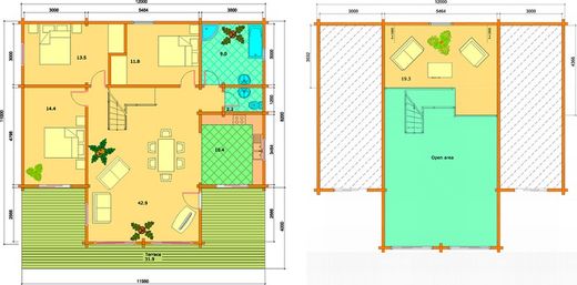 Casa de madera prefabricada gerda Palmako 155.4 m2 madera laminada 114 mm