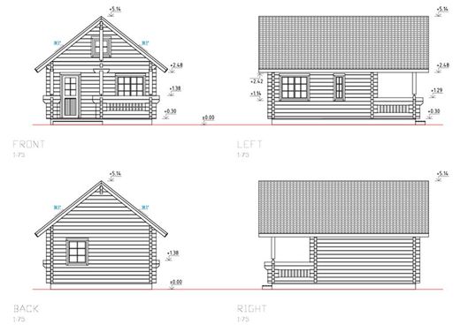 Johanna Palmako maison préfabriquée en bois 47,6 m2 bois lamellé 88 mm