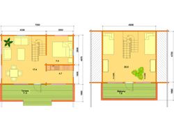 Casa de madera prefabricada marta Palmako 68.5 m2 madera maciza 70 mm